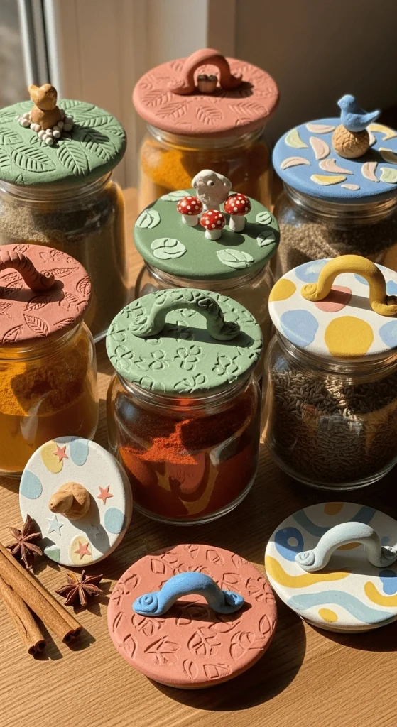 air dry clay spice jar lids