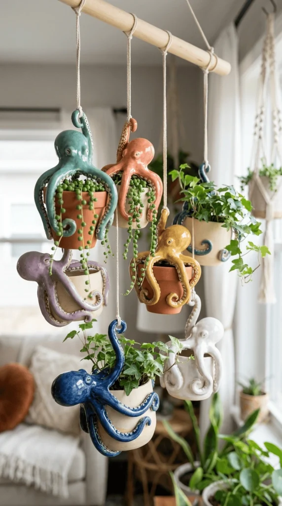 air dry clay octopus palnt hangers