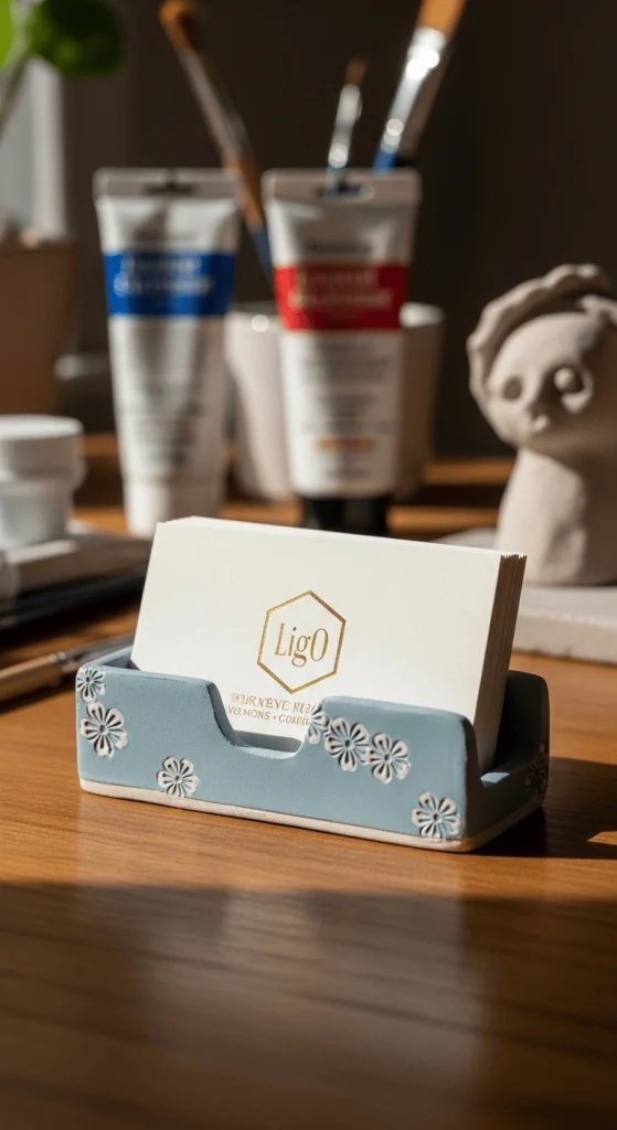 air dry clay business card risers