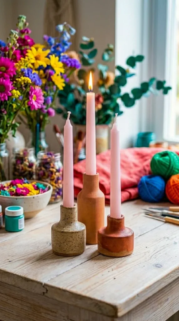 diy clay candle holders ideas