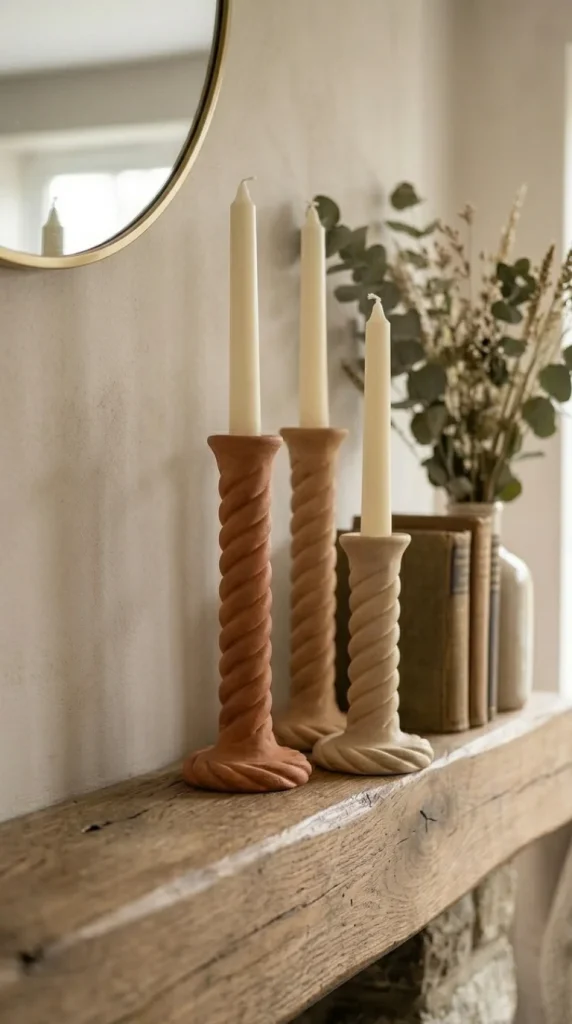dry clay candle holders ideas