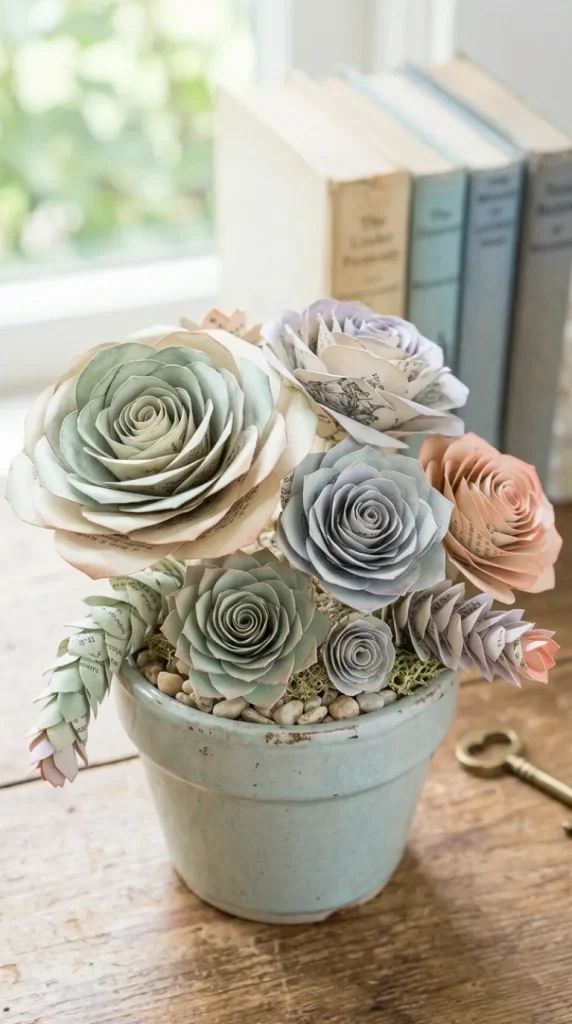 diy book page flower ideas
