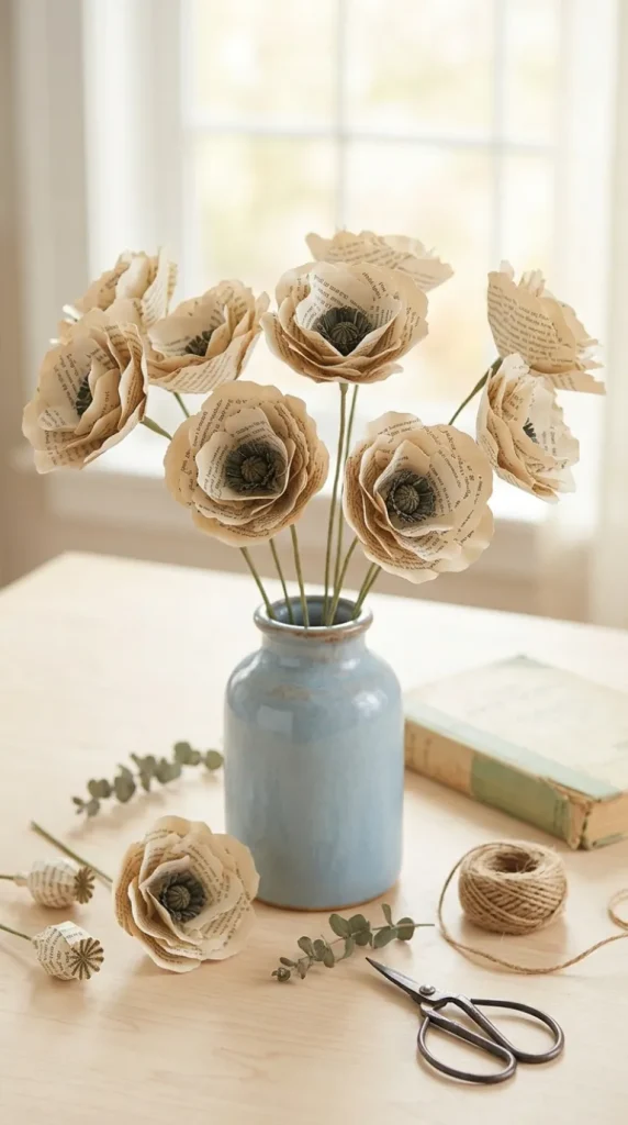 simple book page flower ideas