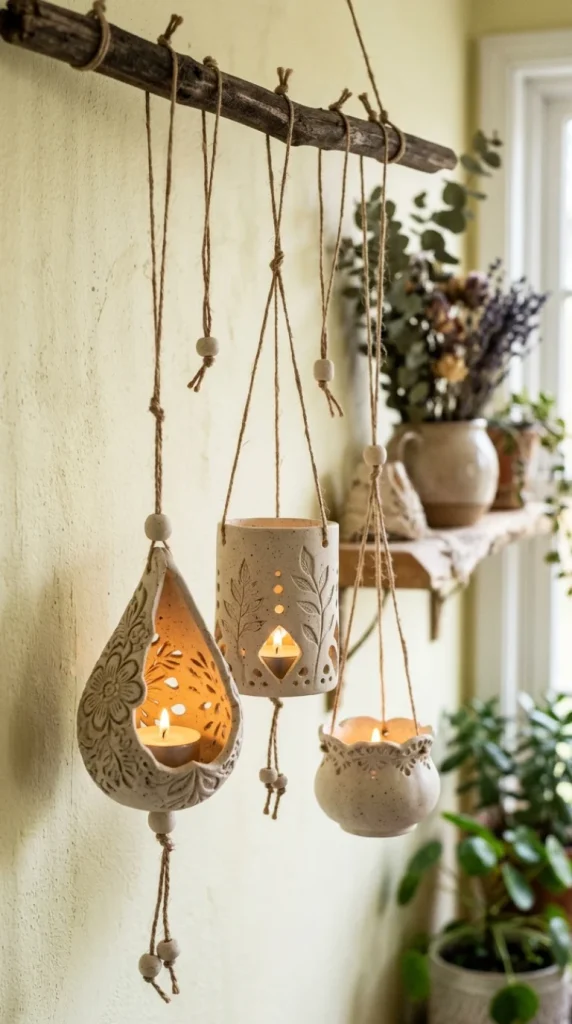 dry clay candle holders ideas wall