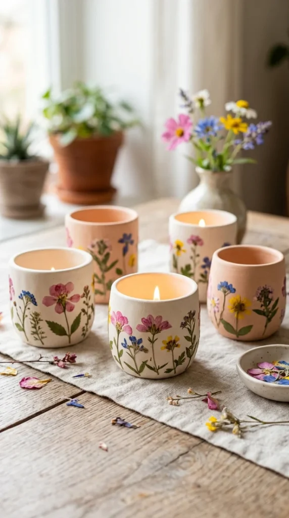 dry clay candle holders painting ideas