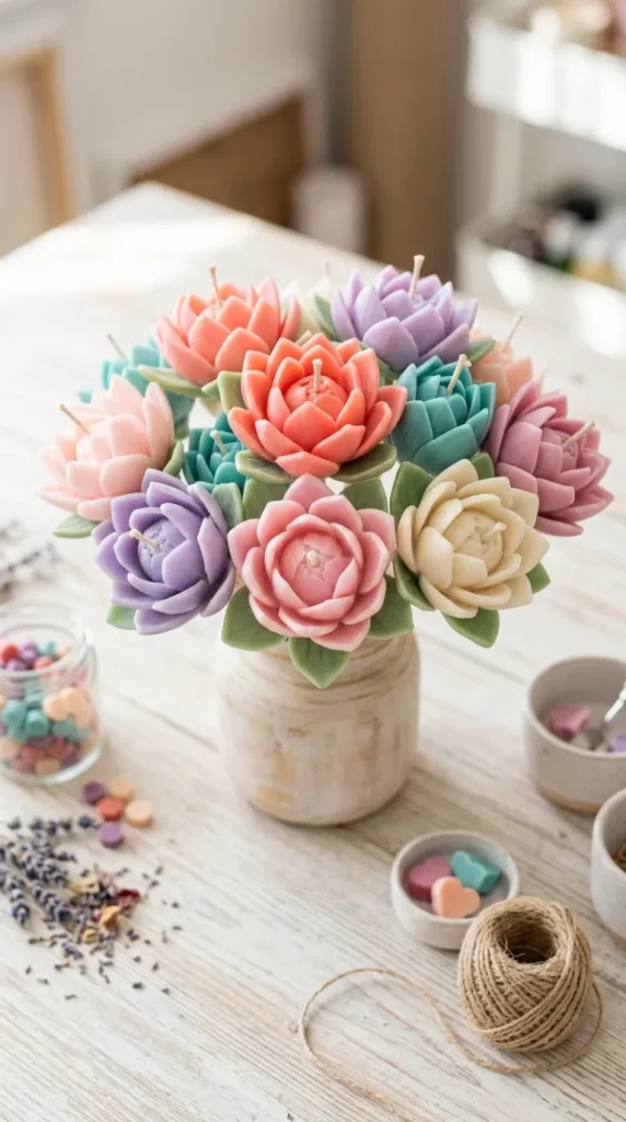 flower candle bouquet ideas