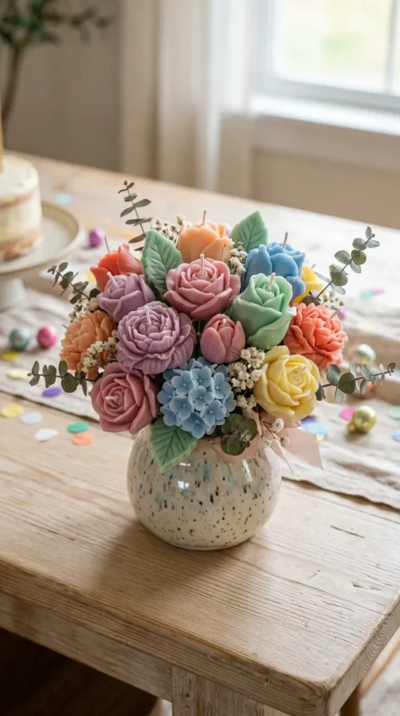 flower candle bouquet ideas