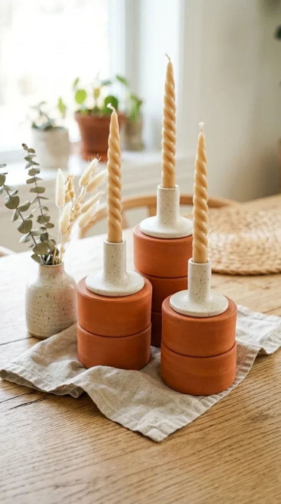 dry clay candle holders ideas