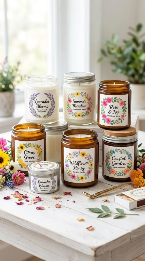 square candle label ideas
