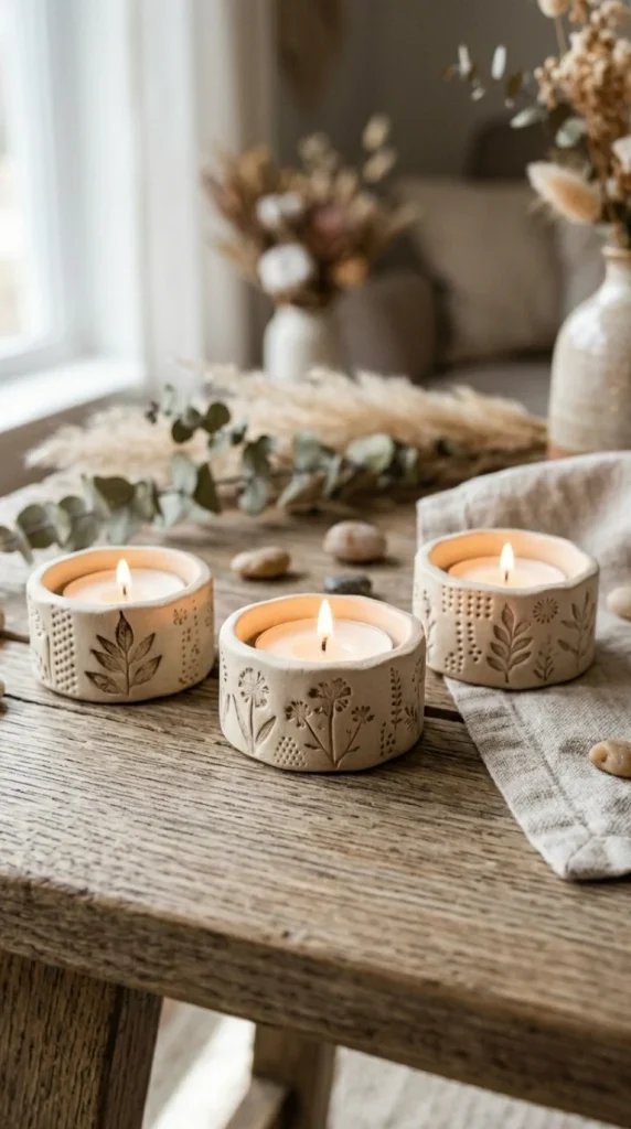 diy clay candle holders ideas