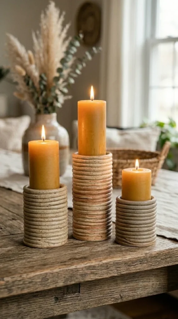 unique dry clay candle holders ideas