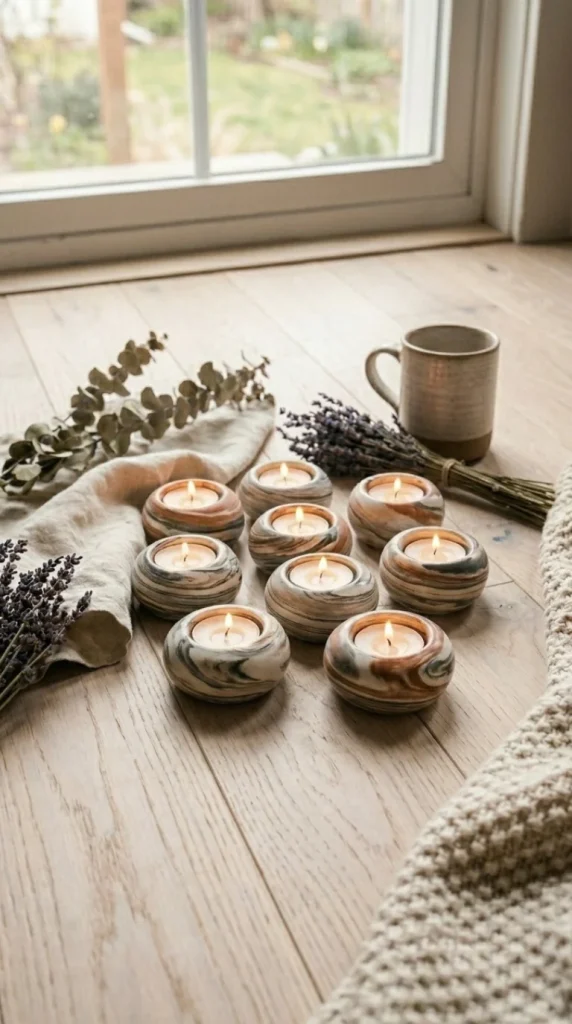 handmade dry clay candle holders ideas