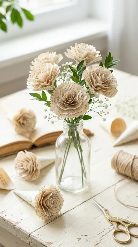 diy book flower ideas