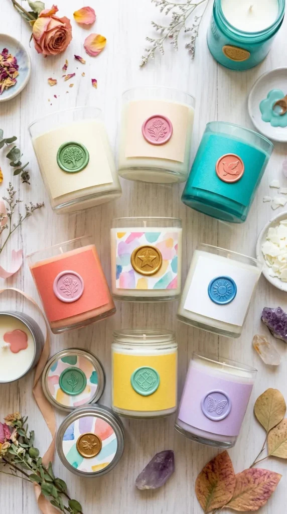 round candle label template design ideas