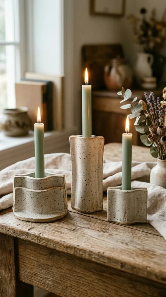 unique clay candle holders ideas
