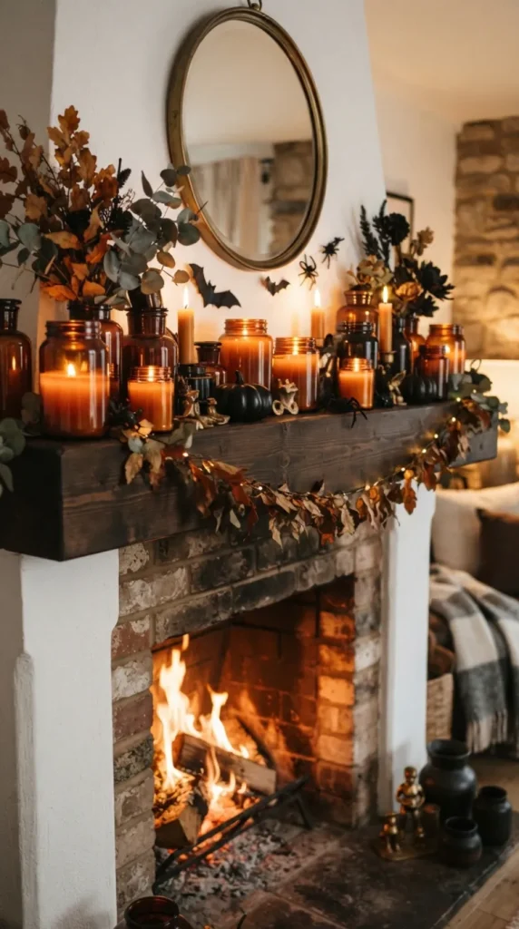 Halloween candle fireplace Decor ideas