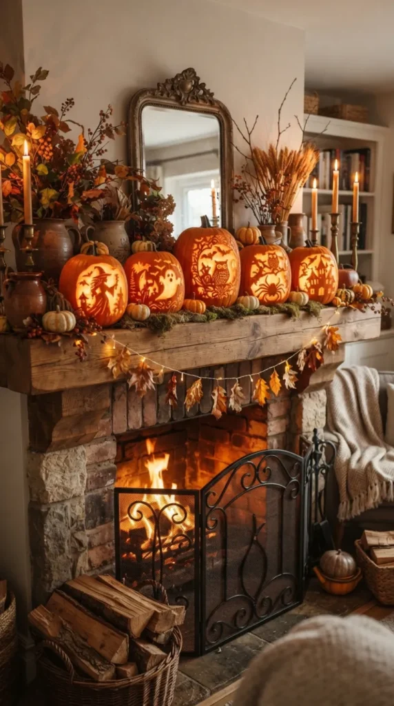 Halloween candle fireplace Decor ideas