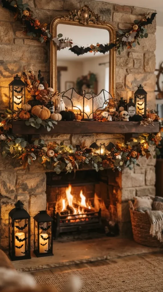 Halloween candle fireplace Decor ideas