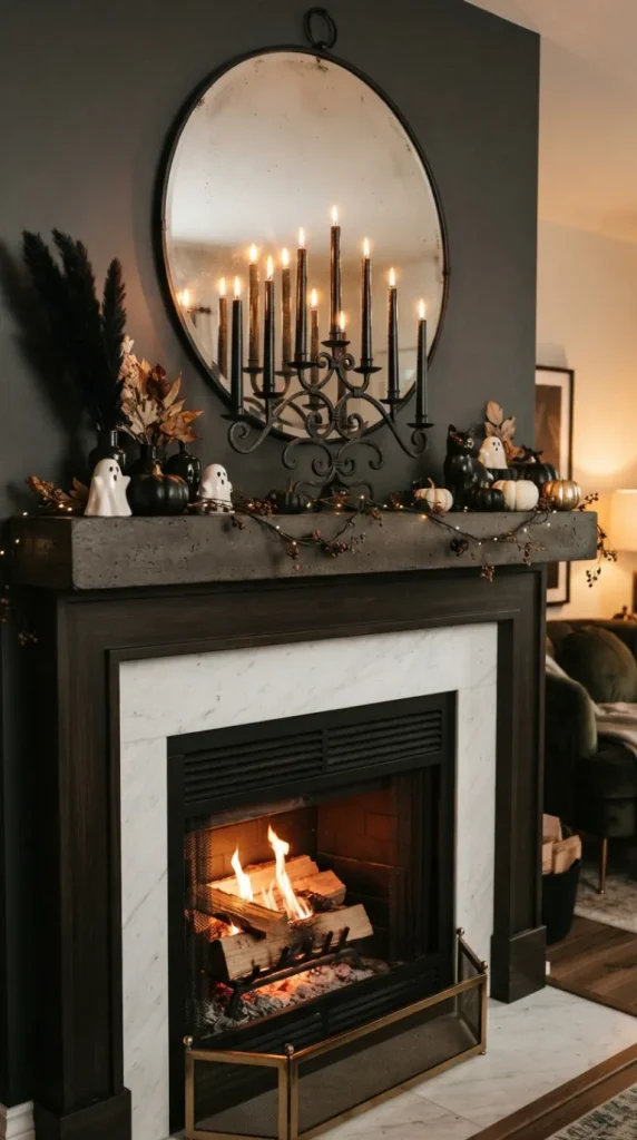 Halloween candle fireplace Decor ideas