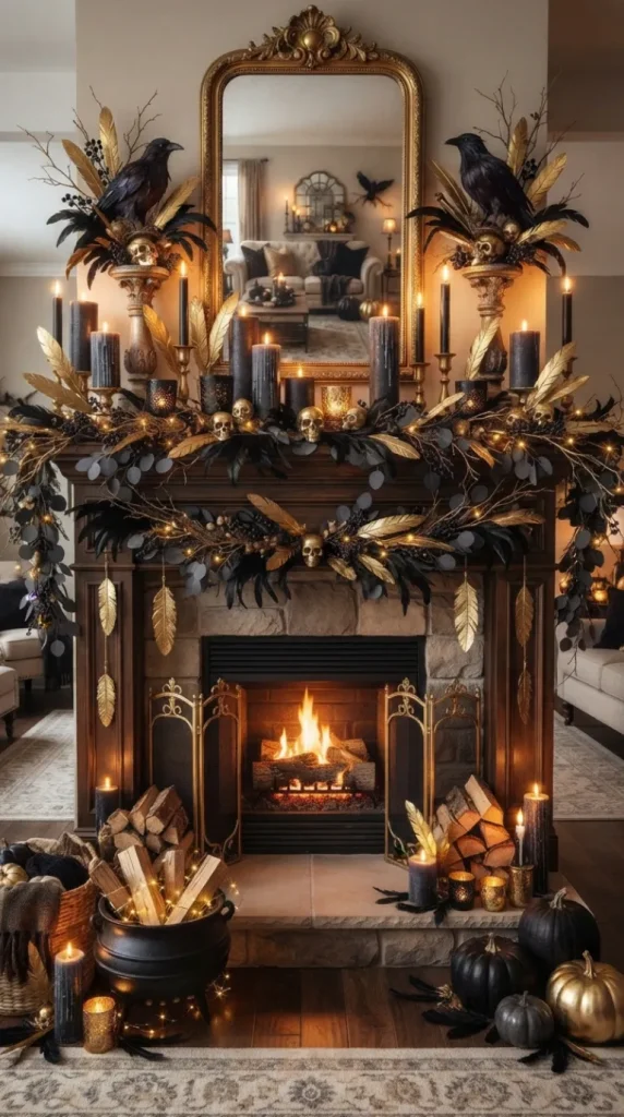 Halloween candle fireplace Decor ideas