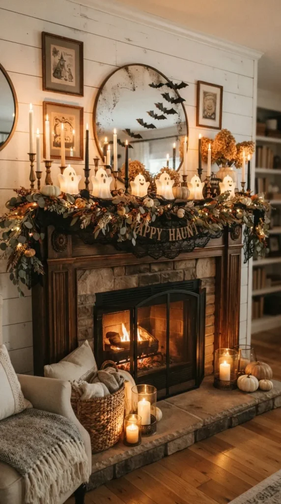 Halloween candle fireplace Decor ideas