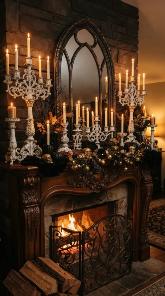 Halloween candle fireplace Decor ideas