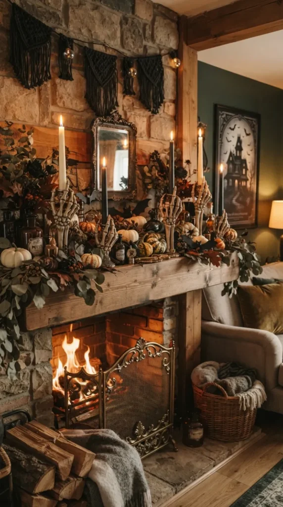 Halloween candle fireplace Decor ideas