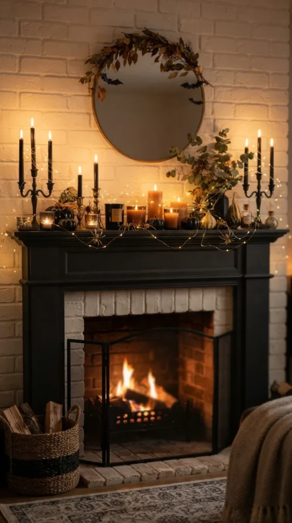 Halloween candle fireplace Decor ideas