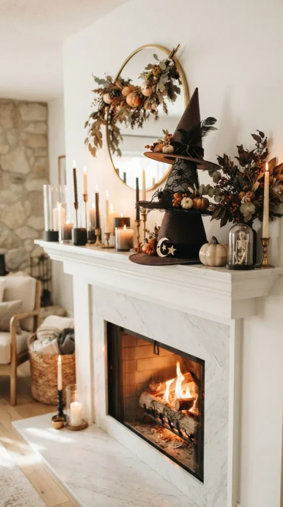 Halloween candle fireplace Decor ideas
