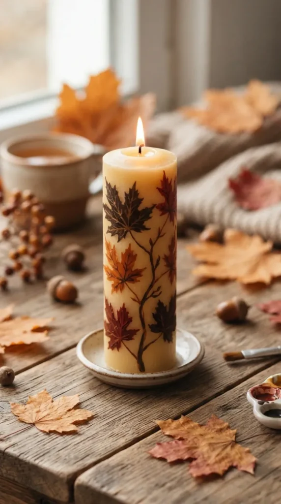 autumn candle painting ideas