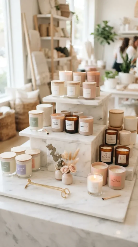 retail candle display ideas