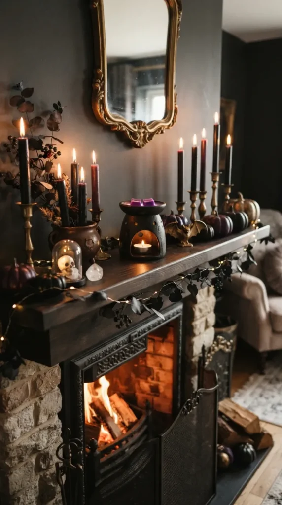 Halloween candle fireplace Decor ideas