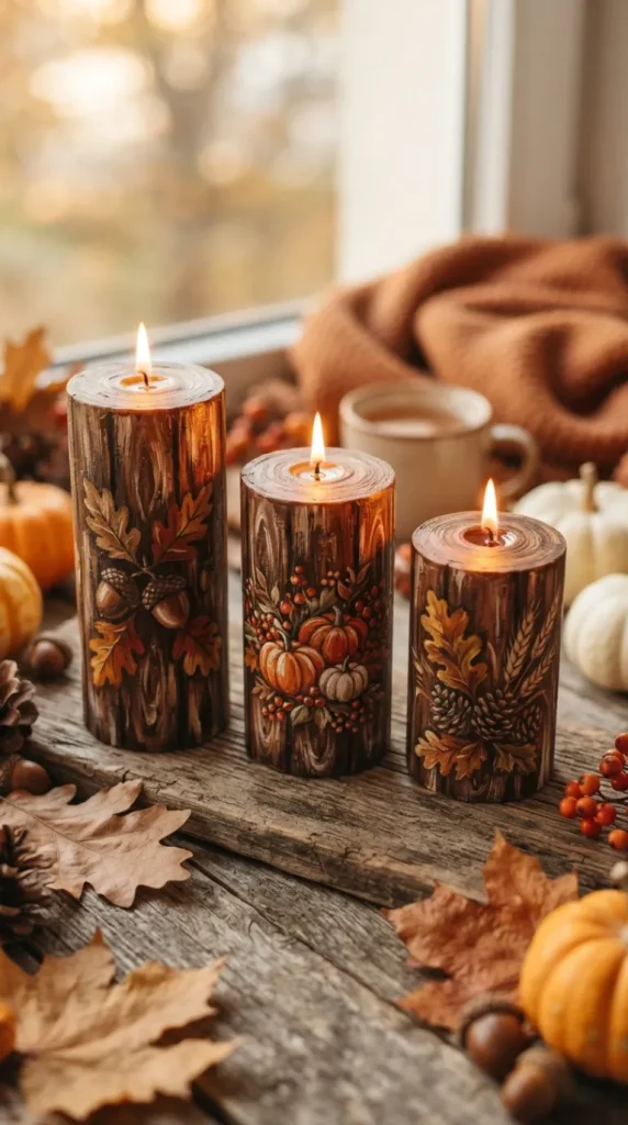autumn candle painting ideas