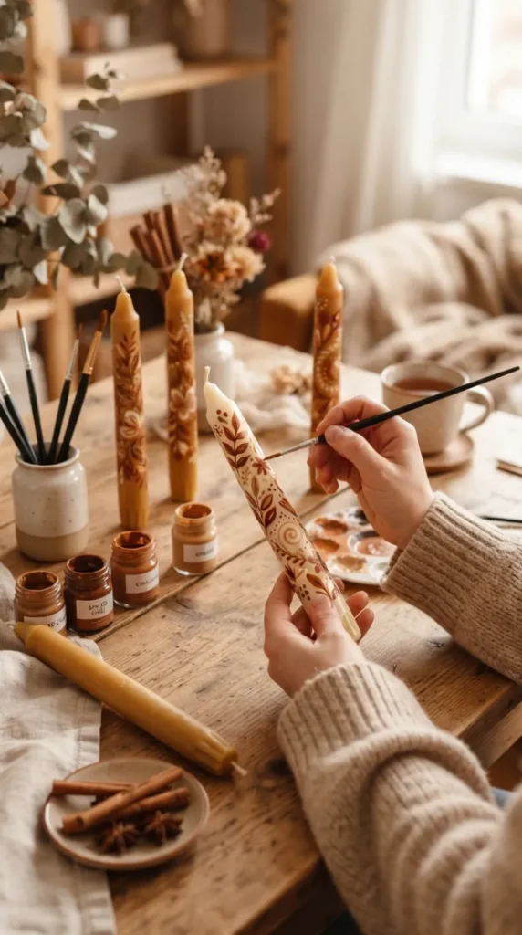 autumn candle painting ideas