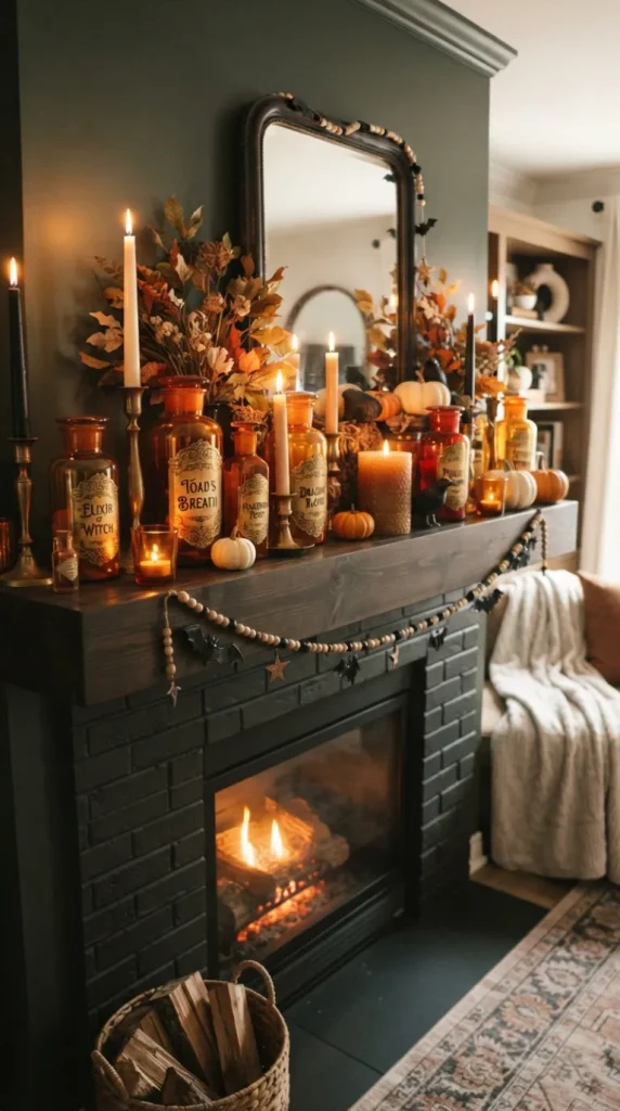 Halloween candle fireplace Decor ideas