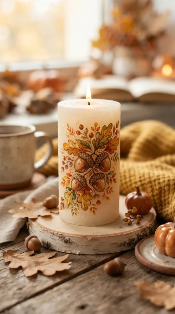 autumn candle painting ideas