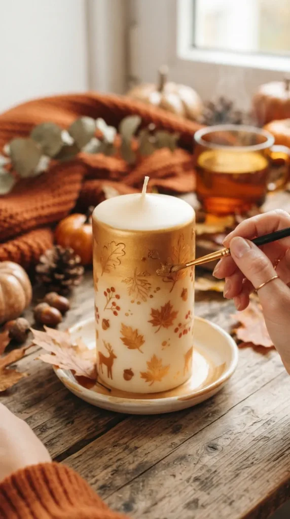 autumn candle painting ideas