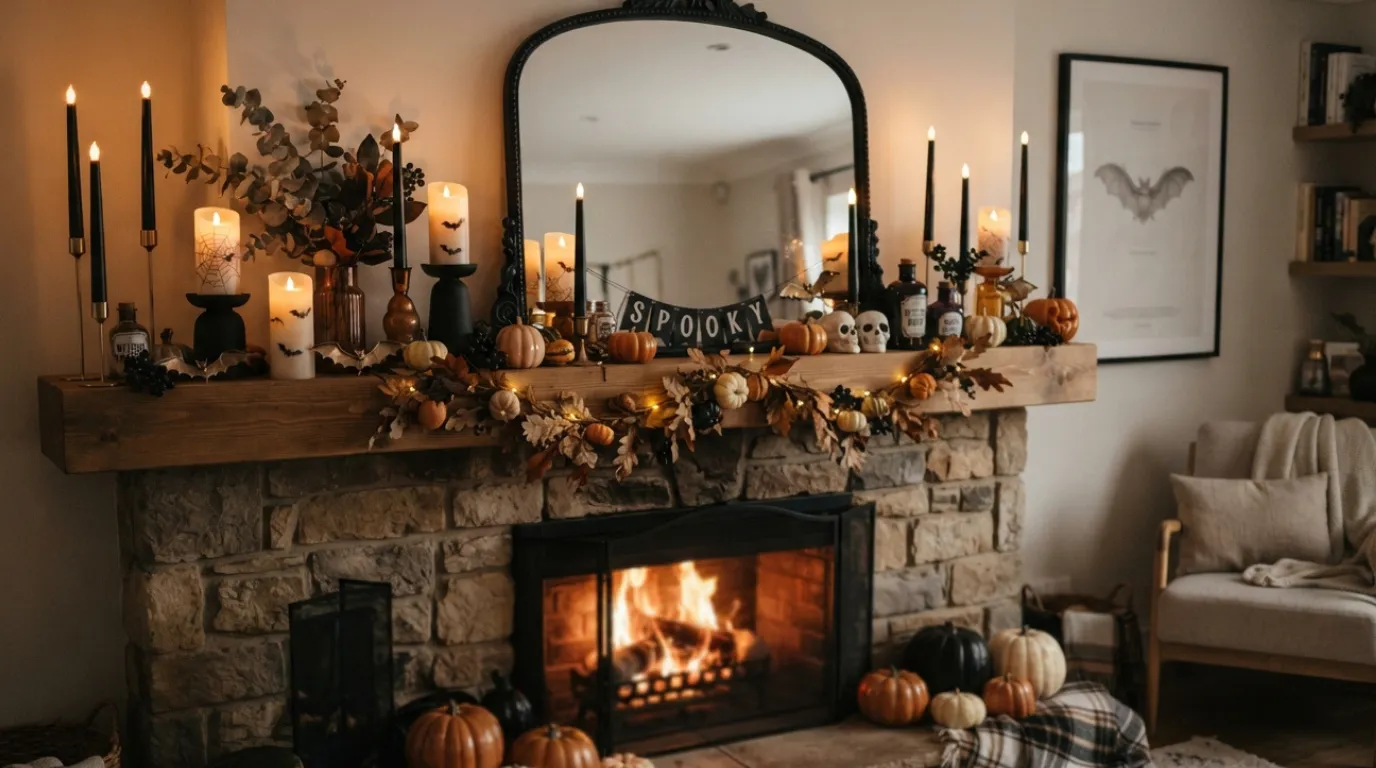 Halloween candle fireplace Decor ideas