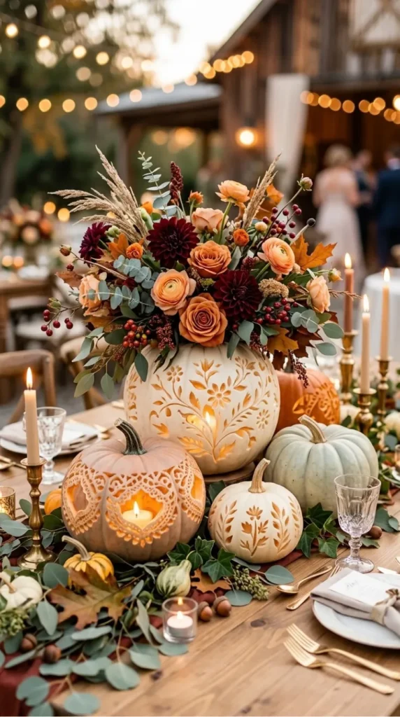 fall wedding candle centerpiece ideas