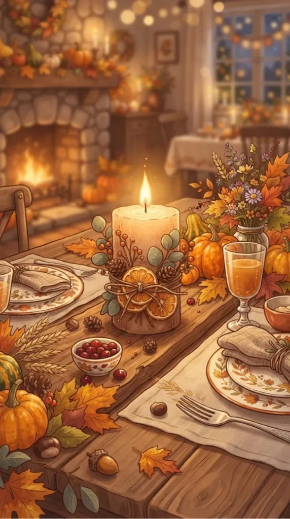 Thanksgiving candle illustration ideas