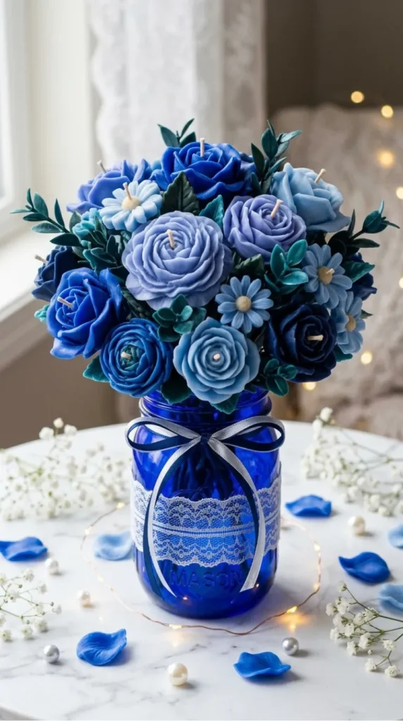 Blue candle bouquet ideas