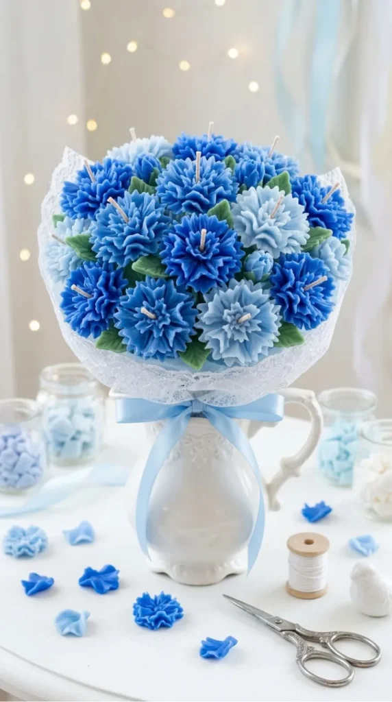 Blue candle bouquet ideas