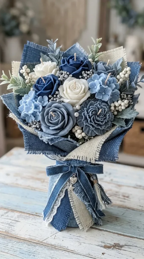 Blue candle bouquet ideas
