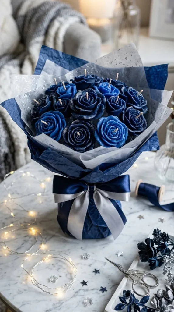Blue candle bouquet ideas