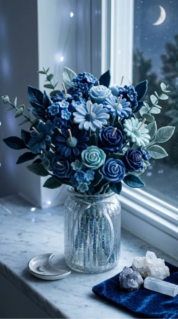 Blue candle bouquet ideas