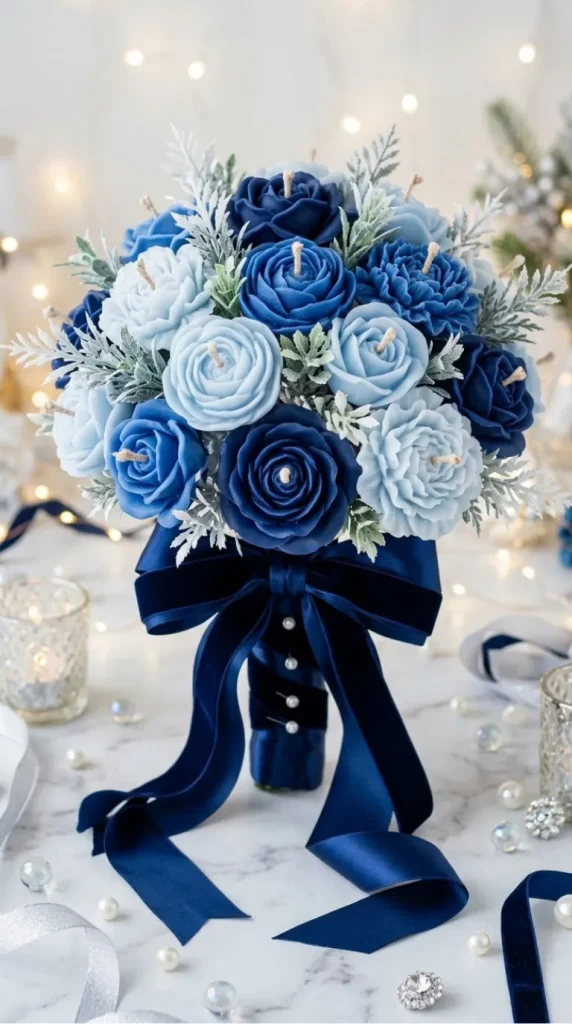 Blue candle bouquet ideas