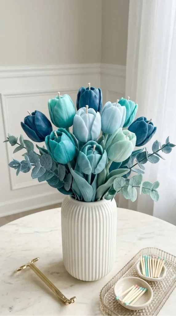 Blue candle bouquet ideas