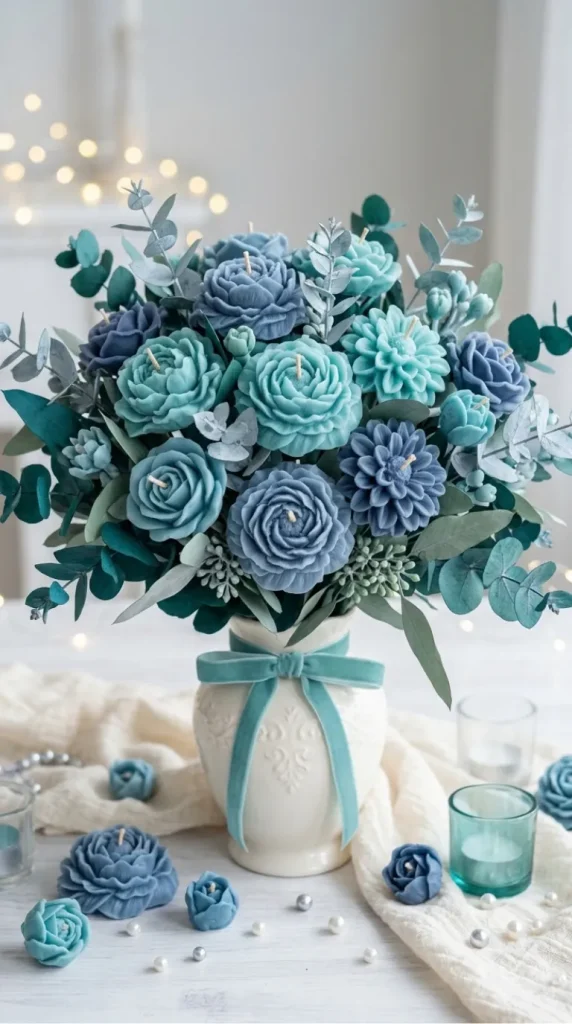 Blue candle bouquet ideas