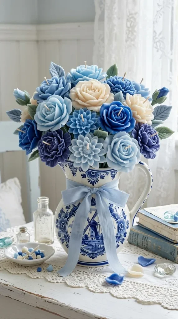 Blue candle bouquet ideas