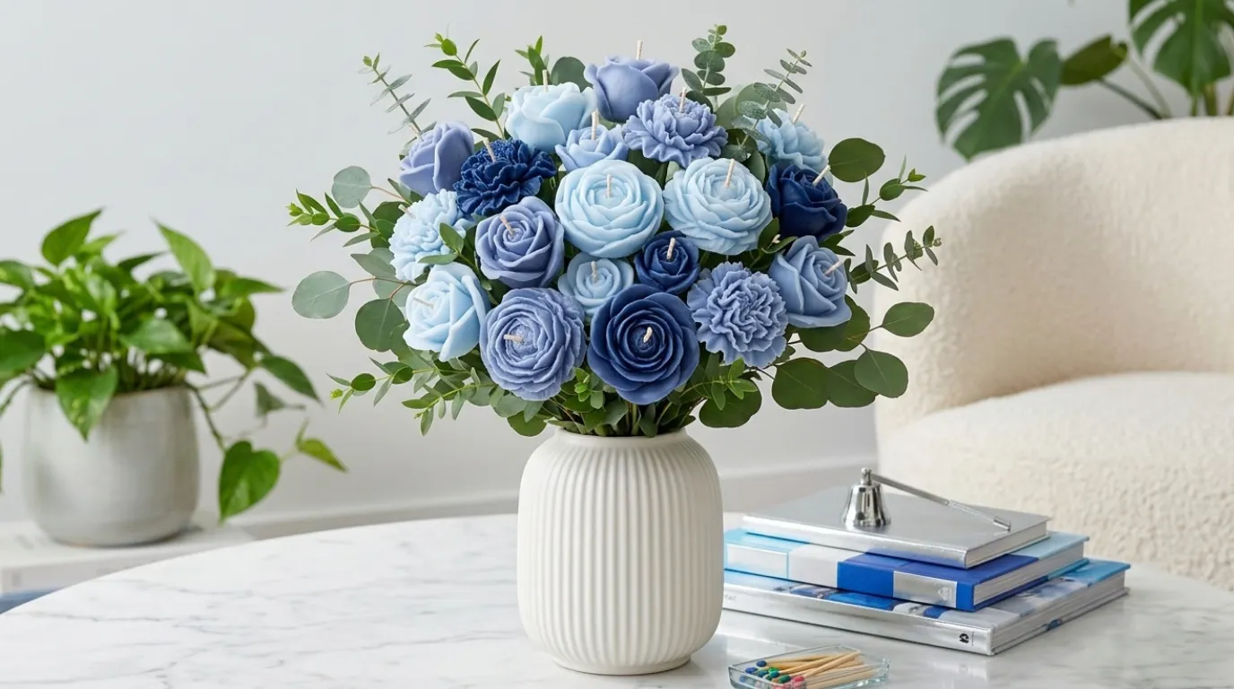 Blue candle bouquet ideas